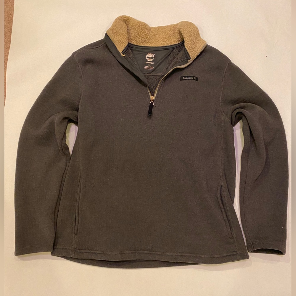 Timberland Sweater 1/4 Zip with front hoodie pocket size Large
